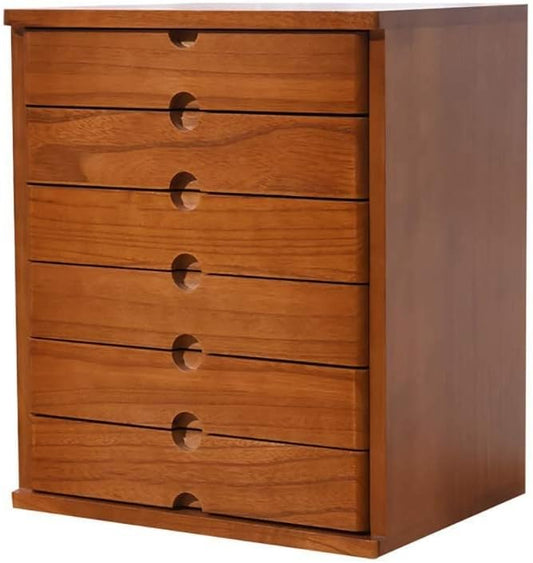Solid Wood D File Cabinet with Multilayer Storage Box Drawers and Desk Organizer Monitor Stand/Printer Holder6 Layer
