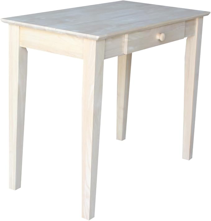 Unfinished Solid Parawood Writing Table 36W x 20D x 30H Eco-Friendly Home Office Desk with Drawer Paint or Stain It Your Way Reception Desk School Desk Office Furniture for Small Spaces