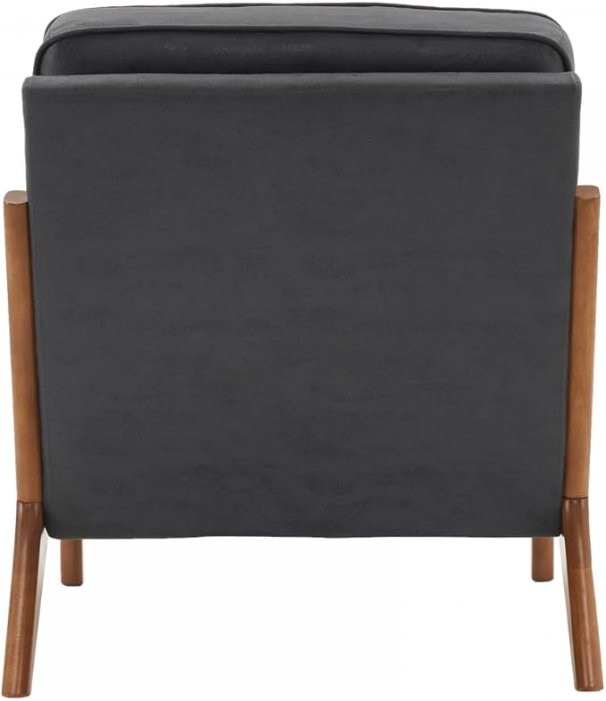 Accent Chair with Lumbar PillowUpholstered Armchair with Solid Wood FrameLinen Fabric Reading Chair with Oak ArmrestLounge Chair for Living Room Bedroom Apartment