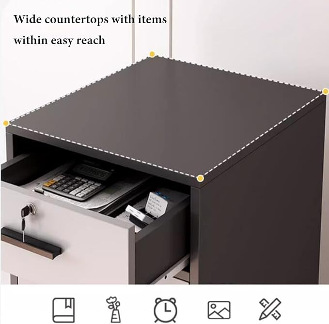 4 Drawer File Cabinet with Lock Metal Vertical File Cabinets with Lock for Home Office Narrow Office Steel Filing Cabinet Under Desk for A4/ Legal/Letter