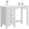 SDHYL 37.4 inches Vanity Table Small Space Teens Study Student Desk Bedroom Home Office Desk with Three Drawers Writing PC Table White S7-CYS-ST005-US