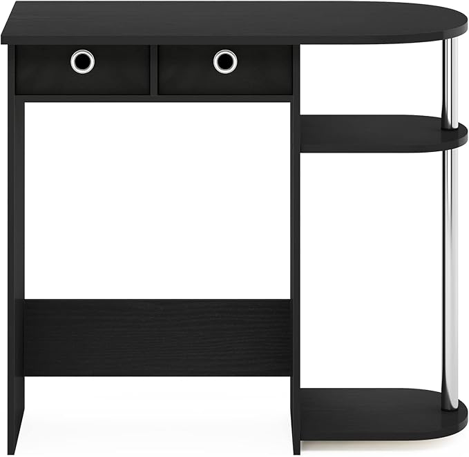 Furinno GO GREEN Desk 31.5 Wide Gaming Desk with 2 Side Shelves and Storage Bins Computer Desk Office Desk for Home Office Study Room Dorm Bedroom Americano