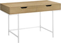 Computer Desk with Storage Drawers - Natural Laminate &amp White Metal Frame - Modern Home Office Desk