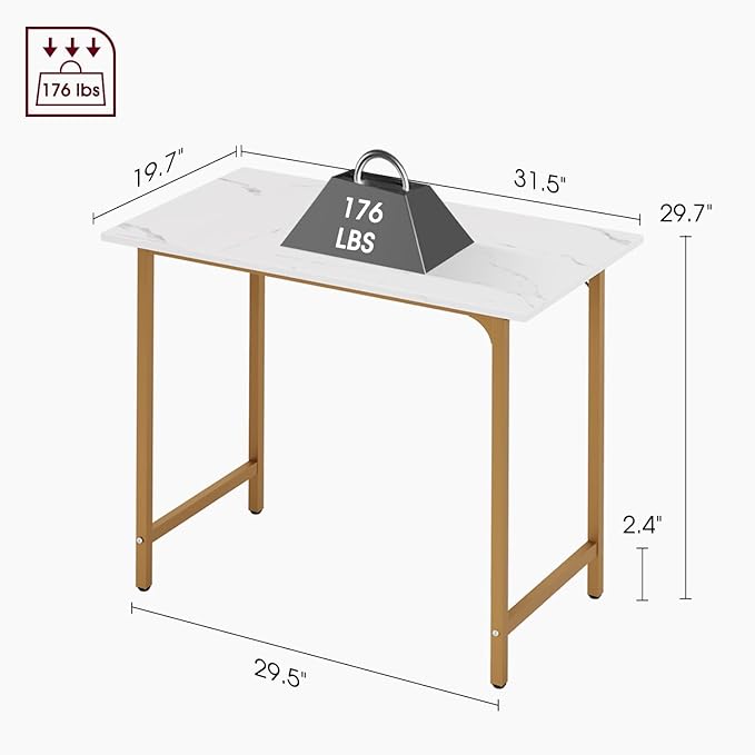 BestOffice Computer DeskHome Office Desk Modern Simple Style for Home Office Study Writing (Gold 32 Inch)
