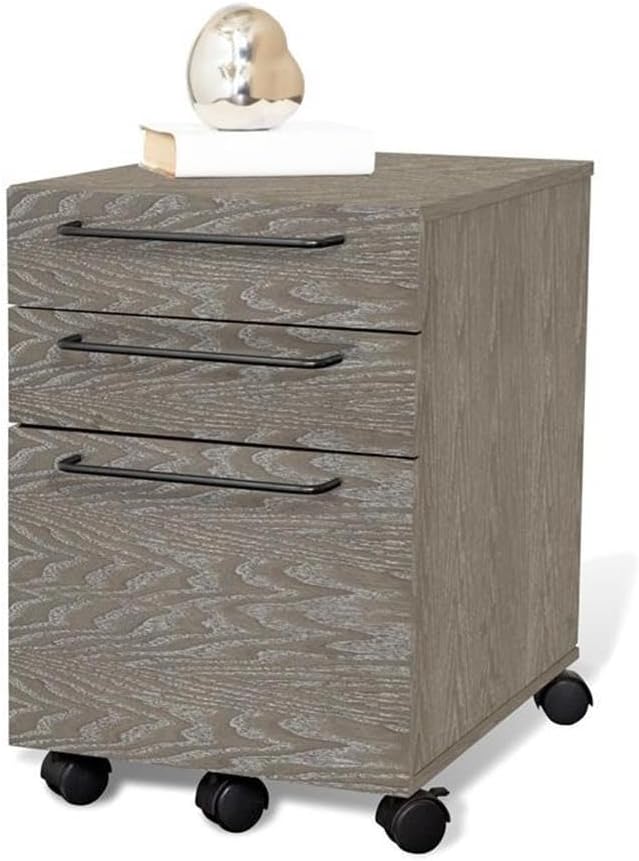 Unique Furniture 3-Drawer Mobile Pedestal File with Castors in Gray