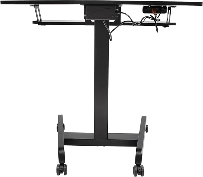 Electric Height Adjustable Standing DeskMobile Standing Desk with Wheels and Keyboard TrayComputer Workstation for Home OfficeBlack