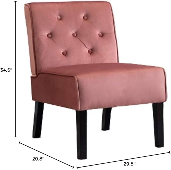 Reeso 2-Piece Living Room Armless Button Tufted Pattern Accent Chair Rose