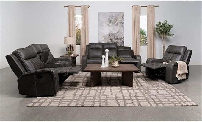Pemberly Row Modern Faux Leather Upholstered Recliner Chair Manual Wall Hugger Gray 41.25 H x 35.75 W x 40.5 D Foam Padding Pocket Coil Spring Cushion Cozy Seating for Living Room or Home