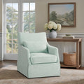 Martha Stewart 360° Mint Swivel Chair Modern Classic Skirted Armchair with Soft Removable Seat Cushions and Lumbar Pillow Rust Resistant Metal Swivel Base for Living Room Bedroom