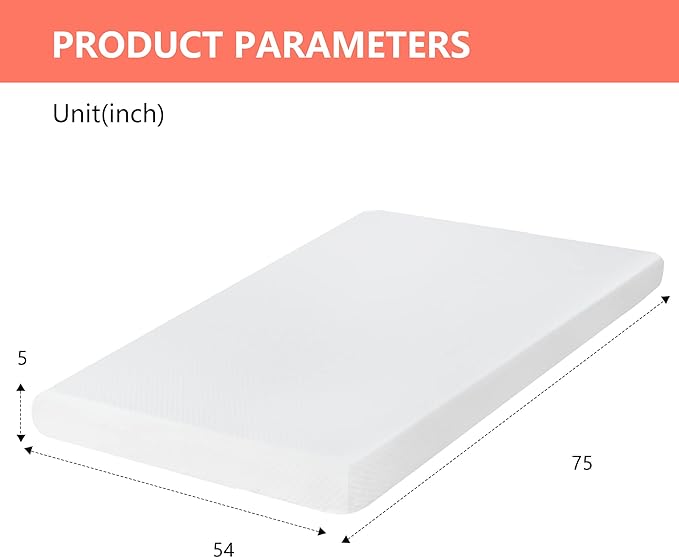 FDW | 5 Inch Full Mattress | Medium Firm | Gel Memory Foam Mattress | White | Bed in a Box CertiPUR-US Certified | Pressure Relief Cooling Ventilated Foam | Washable Removable Cover