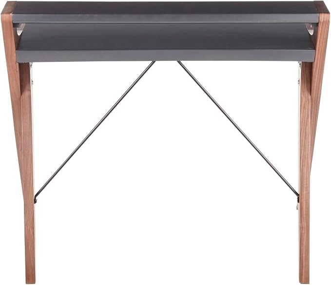 Archer Contemporary Desk - Modern Walnut Wood Frame with Grey Wood Top by