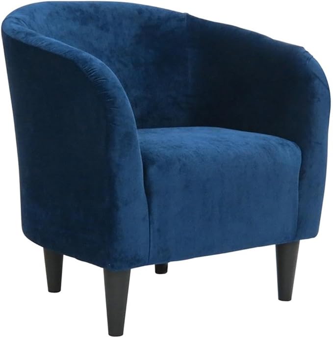 Pemberly Row Traditional Polyester Fabric Curved Tub Chair Blue Finish 32 H x 30.5 W x 27.5 D Padded Seat Durable Construction Stylish Accent Chair for Living Room or Bedroom Seating