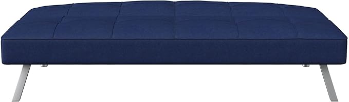 Serta® Rane 66.1 Convertible Futon Sofa Short Twin Size Modern Transitional Tufted Back and Seat Cushion Dream Coil® Comfort Fingerguard® Pinch Point Protection Woven Fabric Navy Blue
