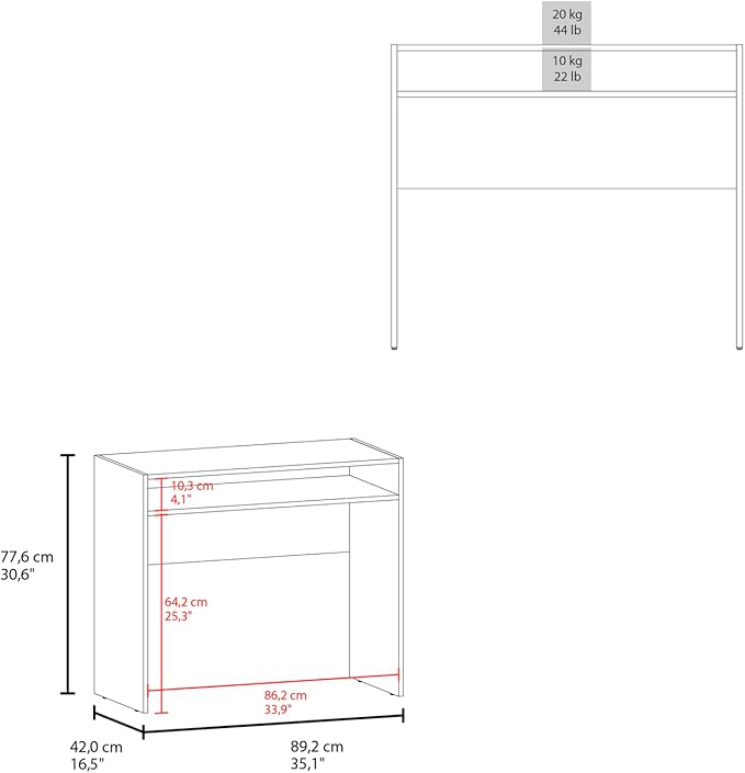 Computer Desk with Storage Shelf Minimalist White Design Perfect for Home Office