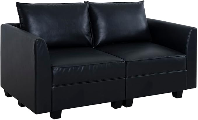 Naomi Home Elizabeth Modern DIY Collection Black/Loveseat/Air Leather