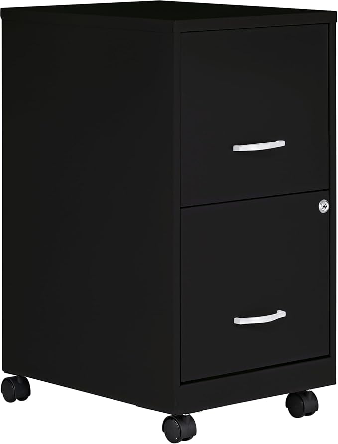 Lorell 2-Drawer Mobile File Cabinet 14.2 x 18 x 26.5 Black