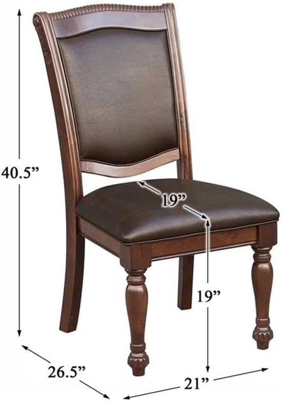 Pemberly Row Faux Leather Side Chair – Upholstered Wood Frame Accent Chair 19.5 Seat Height 40.5 H x 24.5 W x 26 D Adult Seating