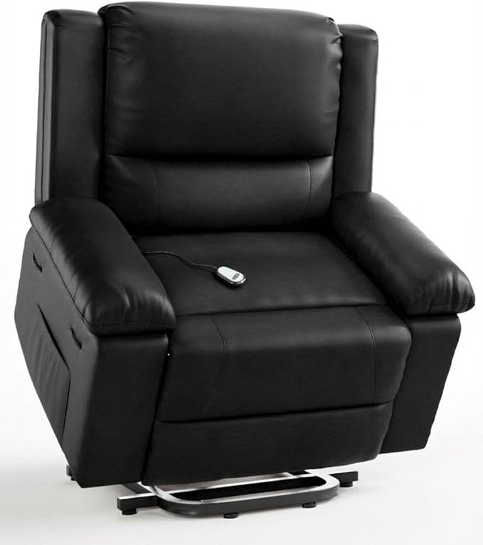 GAOMON Electric Lift Recliner Chair with Heat and Massage PU Leather Power Lift Recliner for Elderly &amp Mobility Impaired Adjustable Back &amp Legs Heavy Duty 400lbs Capacity Lift Chair for Sen