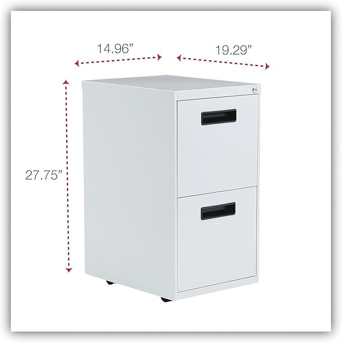 Alera ALEPAFFLG 14.96 in. x 19.29 in. x 27.75 in. 2 Legal/Letter-Size File Drawers Left or Right File Pedestal - Light Gray