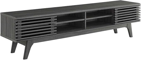 Modway Render Mid-Century Modern Low Profile 70 Inch Media Console TV Stand in Charcoal 70