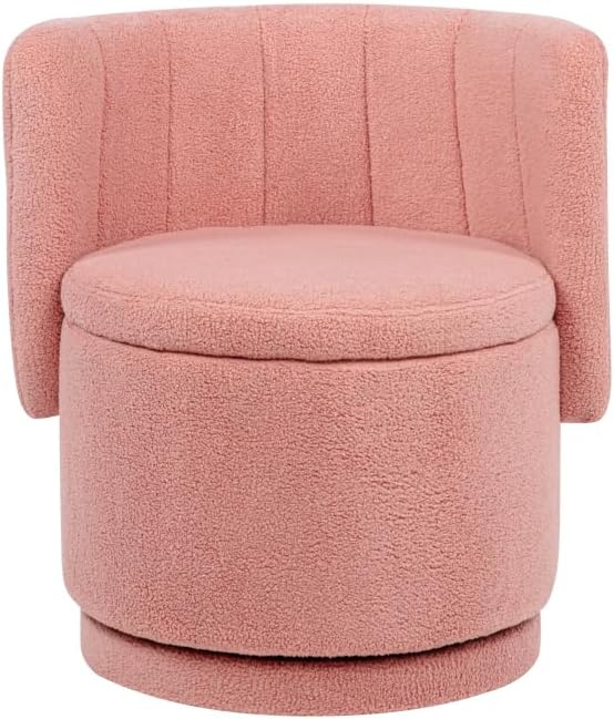 Stylish and Minimalist Teddy Fleece Single Sofa Chair with Arms and Pillow Armchair Accent Chair for Living Room Bedroom StudyGrey (Pink + Boucle)