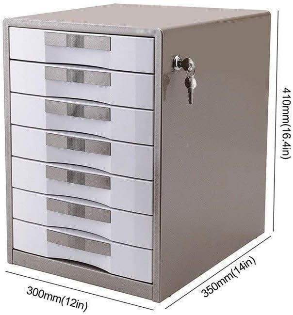 File Cabinet with Locking Aluminum Slide Drawers Locking Doors Desktop Data Storage Boxes