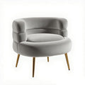 ZOBIDO Modern Accent Lambhair Chairs Comfy Upholstered Vanity Chairs for Bedroom Armchair Dining Chairs with Golden Metal Legs Desk Chair Single Person sofafor Living Room (Light Grey)