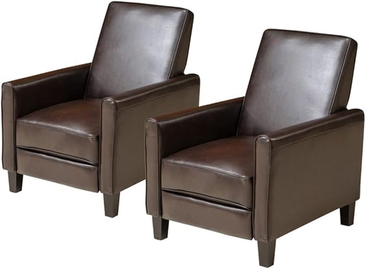 Christopher Knight Home Marshal Contemporary Bonded Leather Recliner (Set of 2) Brown and Dark Brown