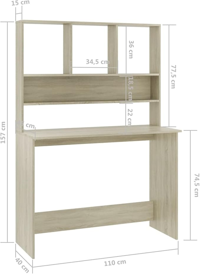 Desk with Shelves Computer Desk with Drawers and Shelves Home Use Computer Desk Office Desk with Storage Desk Bookshelf Sonoma Oak 43.3x17.7x61.8 Engineered Wood Brown