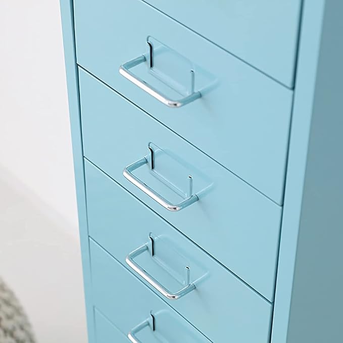 8-Drawer File Cabinet Metal Mobile File Cabinet with Wheels Filing Cabinet Under Desk for Home/Office (Color:Lake Blue)
