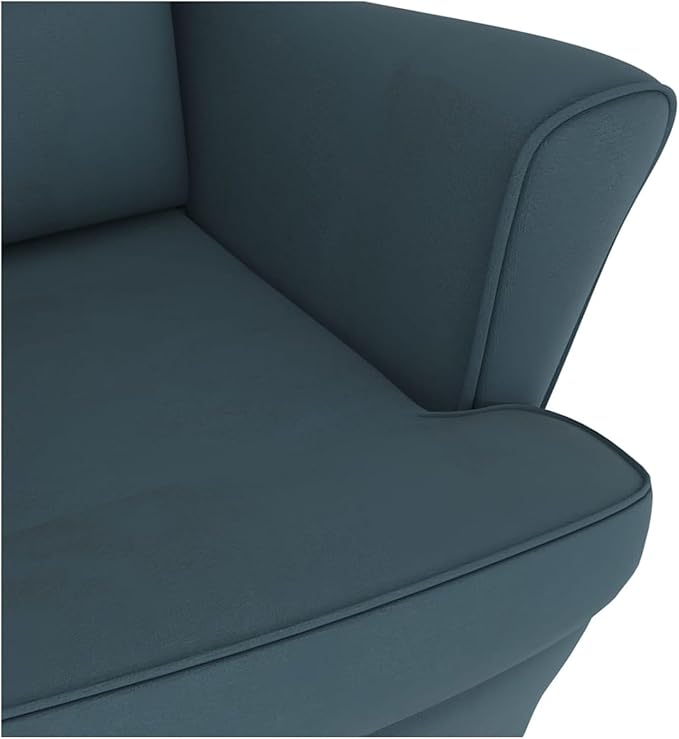 Rocking Chair with Solid Wood Rubber Legs Blue Velvet Relaxing Chair Rocking Chair Relaxing Lounger Living Room