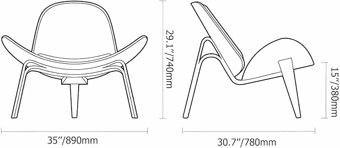 homary Leather Walnut Tripod Accent Chair High Back Lounge Chair with Soft Faux Leather Seat Sturdy Wood Frame for Living Room Bedroom (Black) (White)