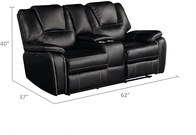 3 PC Recliner Sofa Sets Bonded Leather Lounge Chair Loveseat Reclining Couch for Living RoomBlack