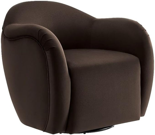 Modway Compose Performance Velvet Swivel Armchair in Chocolate Brown - Barrel Accent Chair - Comfy Round Single Sofa Chair with 360° Rotation - Modern Upholstered Club Chair for Living Room Bedroom