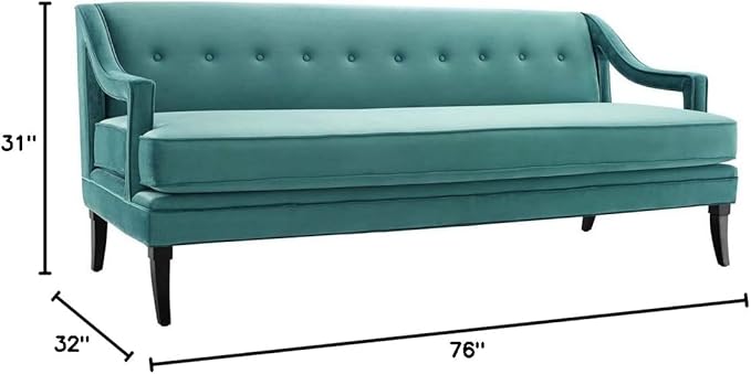 Modway Concur Mid-Century Modern Upholstered Velvet Sofa In Teal