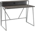 Pemberly Row 44 L x 23.75 W Writing Desk Weathered Wood and Nickel Finish HPL Worksurface Iron Frame MDF Shelf Cable Management 30 Clearance Home Office Desk with Riser Shelf
