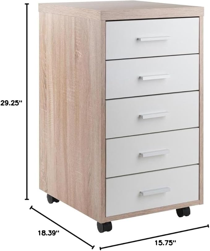 Reclaimed Wood &amp White 5-Drawer File Cabinet