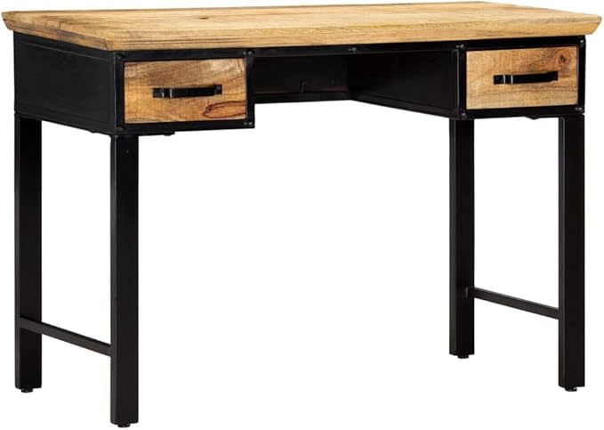Rustic Writing Computer Desk with Drawers Home Office Desk Writing Study Table PC Desk Workstation for Bedroom 43.3x19.6x29.9 Solid Mango Wood -AA