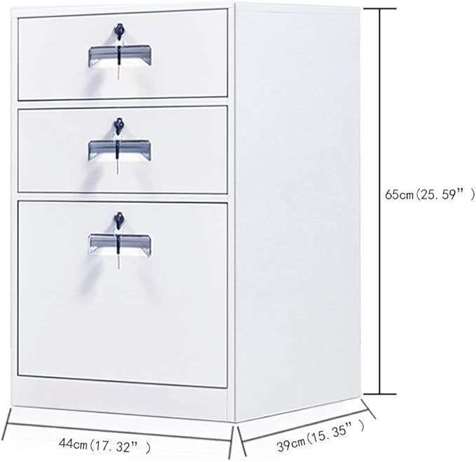 Three-Drawer File Cabinet Metal Desk Side Cabinet Simple Bedside Cabinet Office File Cabinet Filing Cabinet (Color : 1) (B)