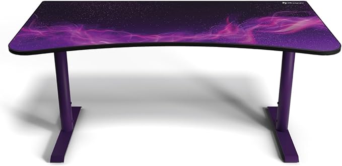 Arozzi Arena Special Edition Ultrawide Curved Gaming and Office Desk with Full Surface Water Resistant Desk Mat Custom Monitor Mount Cable Management Cut Outs - Purple Galaxy