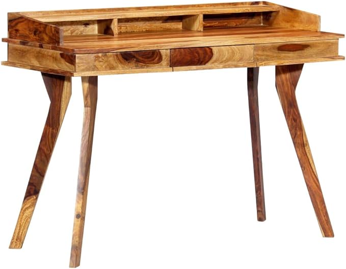 Wooden Writing Computer Desk with 1 Drawer and 3 compartments Home Office Desk Writing Study Table PC Desk Workstation for Bedroom 45.3x19.7x33.5 Solid Sheesham Wood -AA