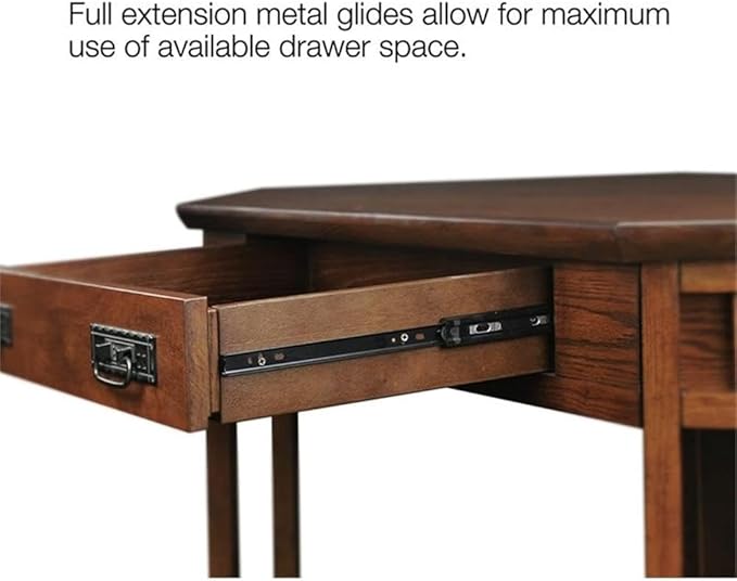BOWERY HILL Home Office Corner Computer and Writing Desk in Mission Oak with Dropfront Drawer for Laptop and Keyboard