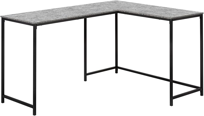 Corner Computer Desk Grey Laminate &amp Black Metal Modern Home Office 58 L Workstation