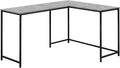 Corner Computer Desk Grey Laminate &amp Black Metal Modern Home Office 58 L Workstation