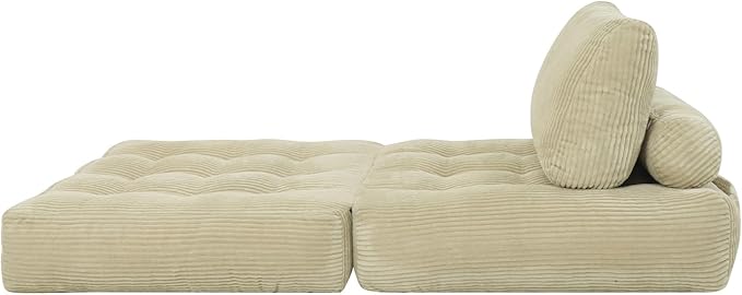 Camel Folding Sofa Bed - Convertible Sleeper Chair with Pillow &amp Back Support Comfy Foldable Mattress Portable Futon Fold Out Chair Bed for Living Room/Bedroom/Apartment
