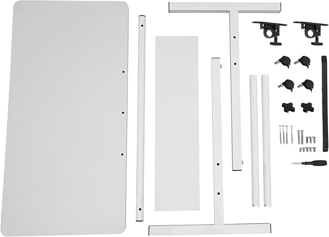 Adjustable Height Standing Desk 180° Adjustable Tilt Angle Portable Mobile Laptop Desk for Sitting and Standing Rolling Computer Stand with 360° Swivel Wheels for Home Offices (White)