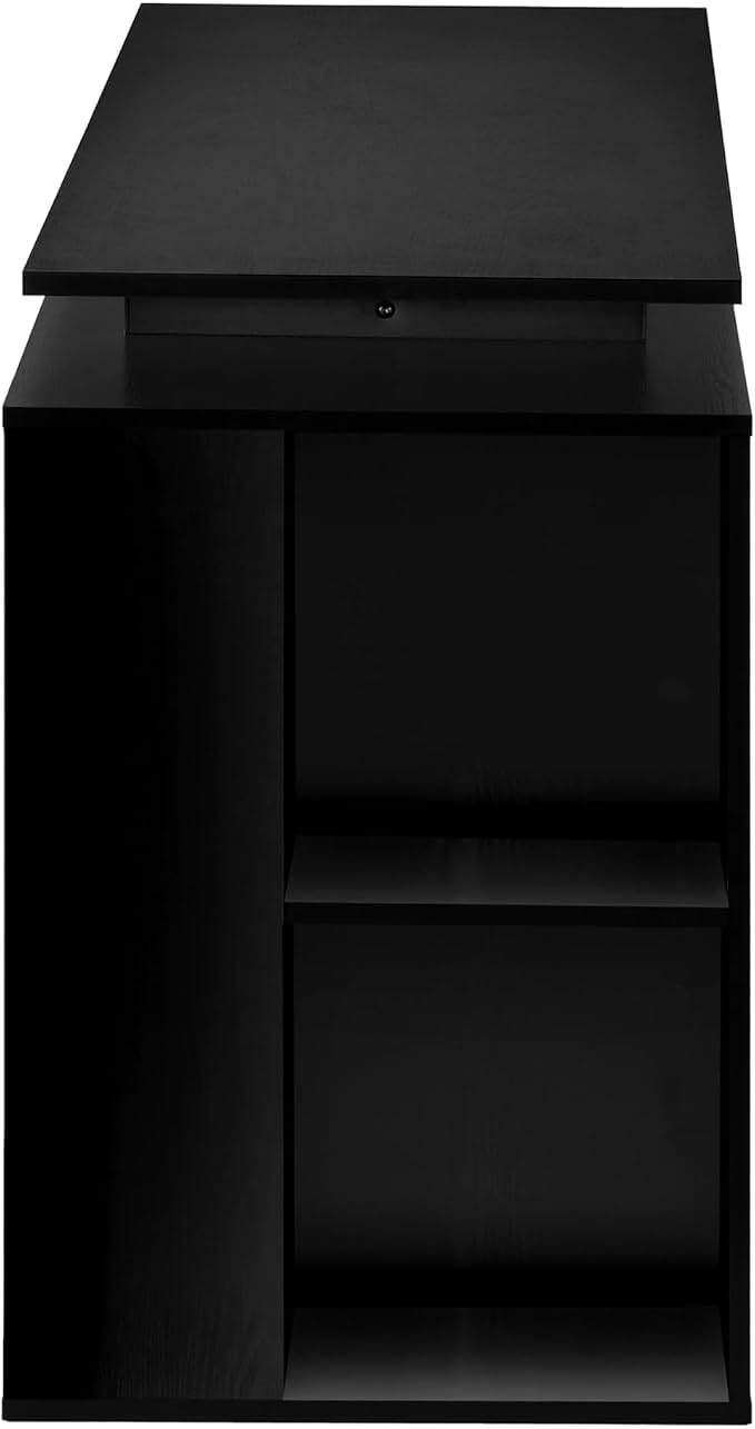Computer Desk Home Office Left Right Set up Storage Shelves 55 l Work Laptop Black Laminate Black Metal Contemporary Modern