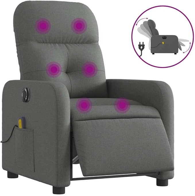 Electric Massage Recliner Chair Dark Gray Sofa Perfect for Living Room Bedroom Comfy Lounge &amp Reclining Space for Indoor Reading