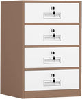 File Cabinet 4-Drawer File Cabinet with Lock Under Desk Metal Filing Cabinet Office Storage File Cabinet Under Desk Storage(Color:Coffee Color)