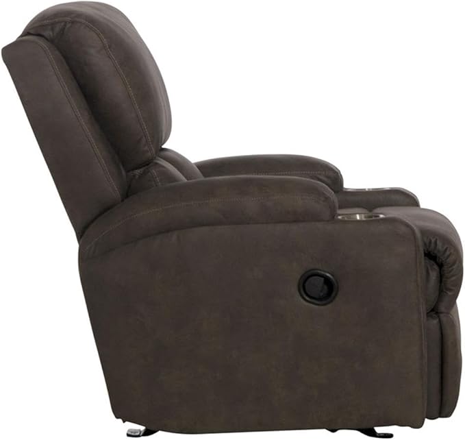 Bowery Hill Rocker Recliner with Cupholders Gray Polyester Fabric 33.5 W x 40 D x 39 H Transitional Style Cool Gel Memory Foam Seating Smooth Rocking Motion Comfortable Home Living Room Chair